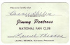 Jimmy Peatross Fan Club Card